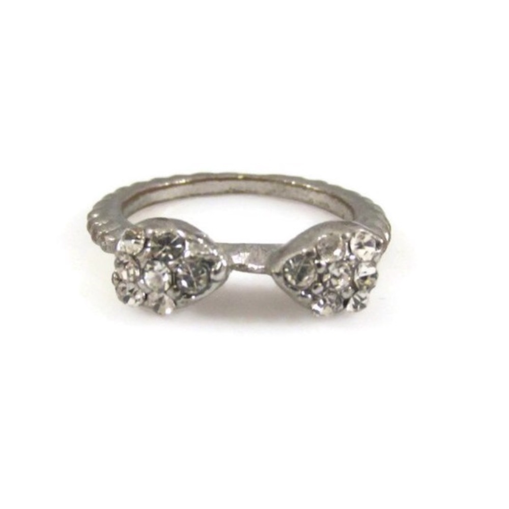 CLEARANCE Rhinestone Bow Ring Size 4 Vintage Ring